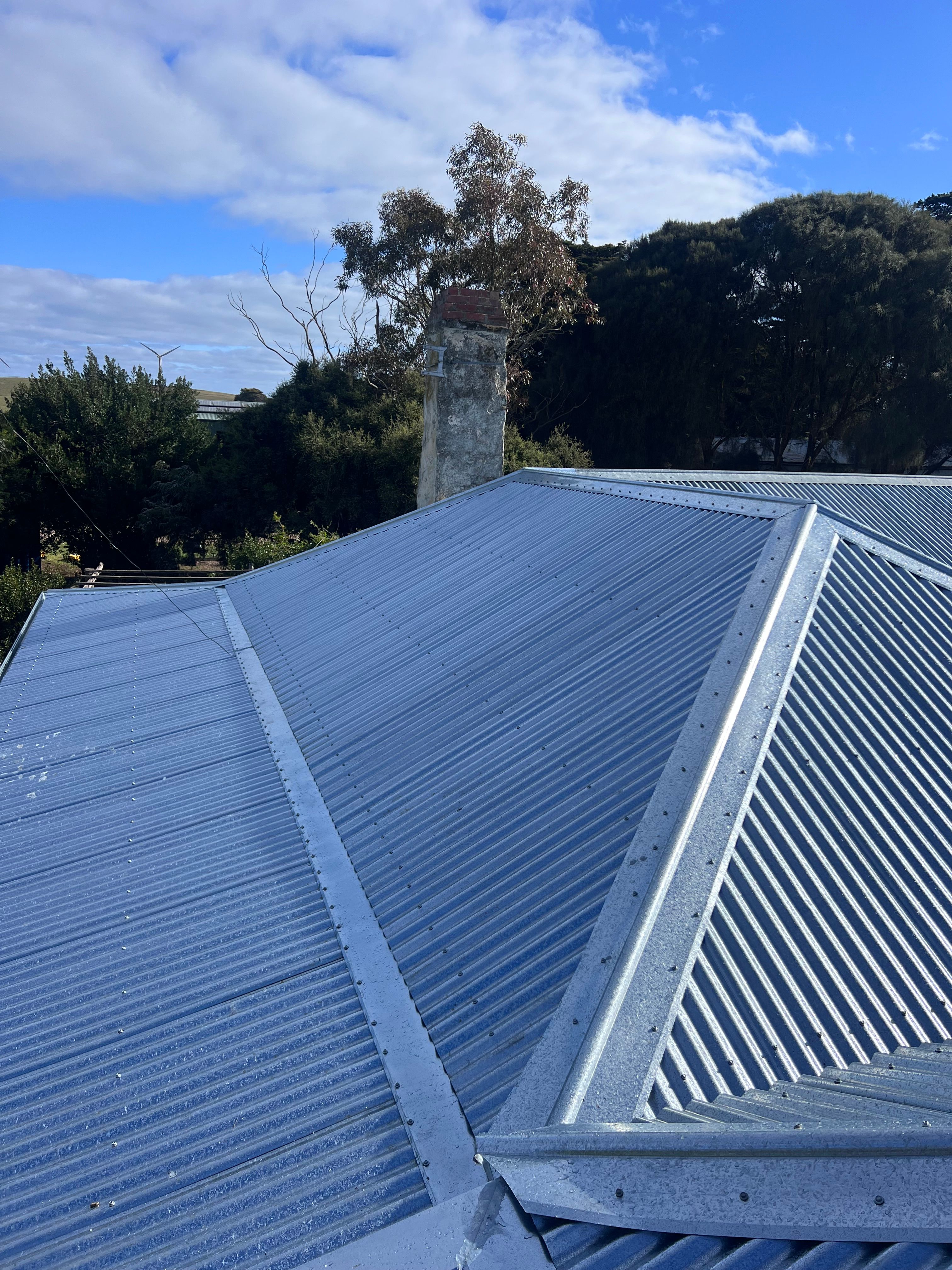 Completed corrugated iron re-roof