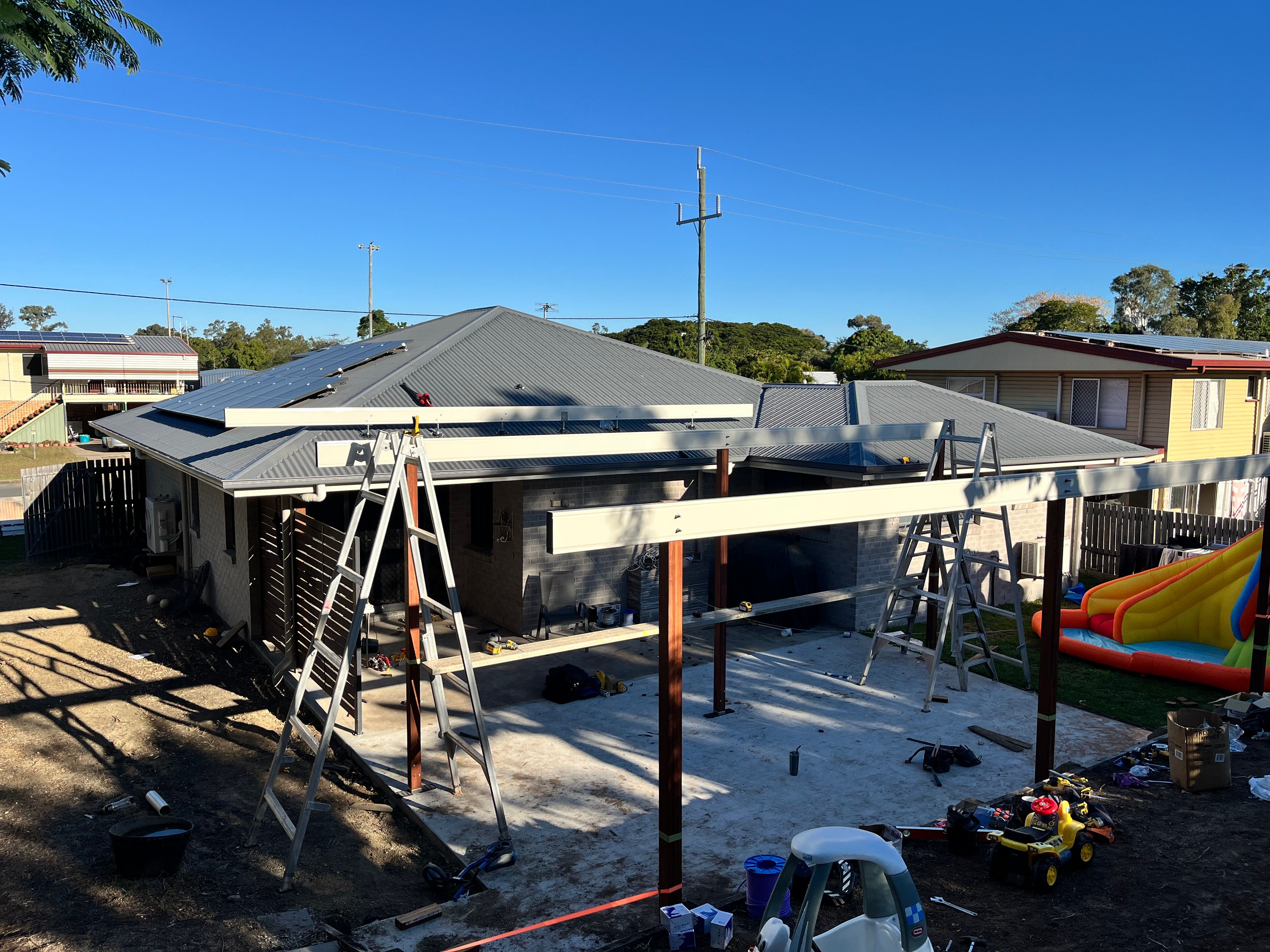 New build roofing construction in progress